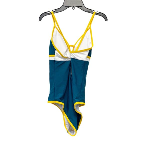 Cupshe Women's Keyhole Colorblock One Piece Swimsuit Blue Yellow Size Small - Picture 3 of 6
